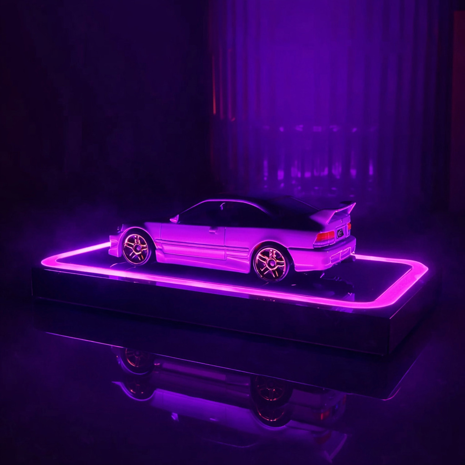 Image of Fancy Things Fancythings LED Car Glow Base Display Stand for 1:64 & 1:43 Scale Model Cars Decorative Showpiece - 1.5 cm (Ceramic, Black)