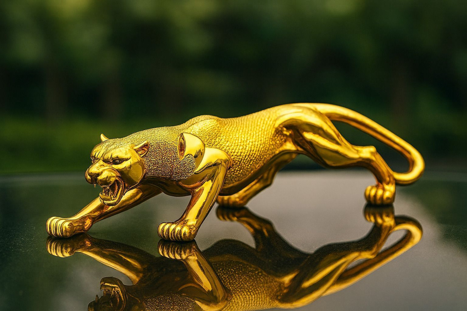Image of Antiqar Brass Lion Showpiece | Standing Position | Handcrafted Home, Table Decor Decorative Showpiece - 8 cm (Brass, Gold)