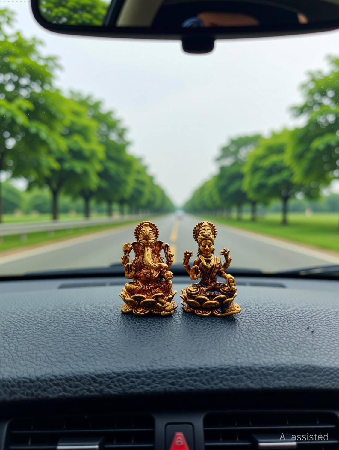 Image of Adhvik Brass Sitting Small Ganesha Idol Decorative Showpiece for Home Decor & Gifting Decorative Showpiece - 4 cm (Brass, Gold)
