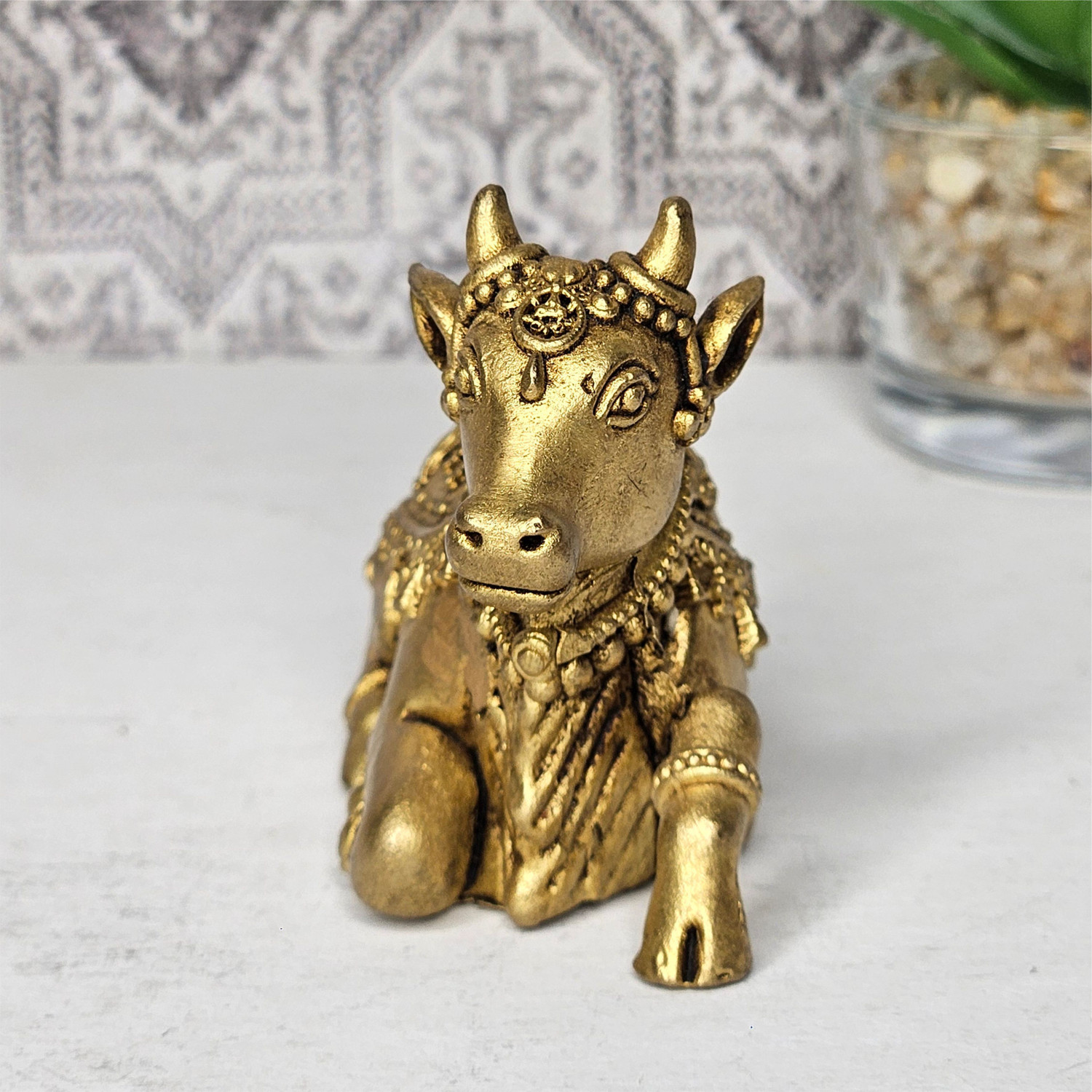 Image of Adhvik Brass Sitting Small Ganesha Idol Decorative Showpiece for Home Decor & Gifting Decorative Showpiece - 4 cm (Brass, Gold)