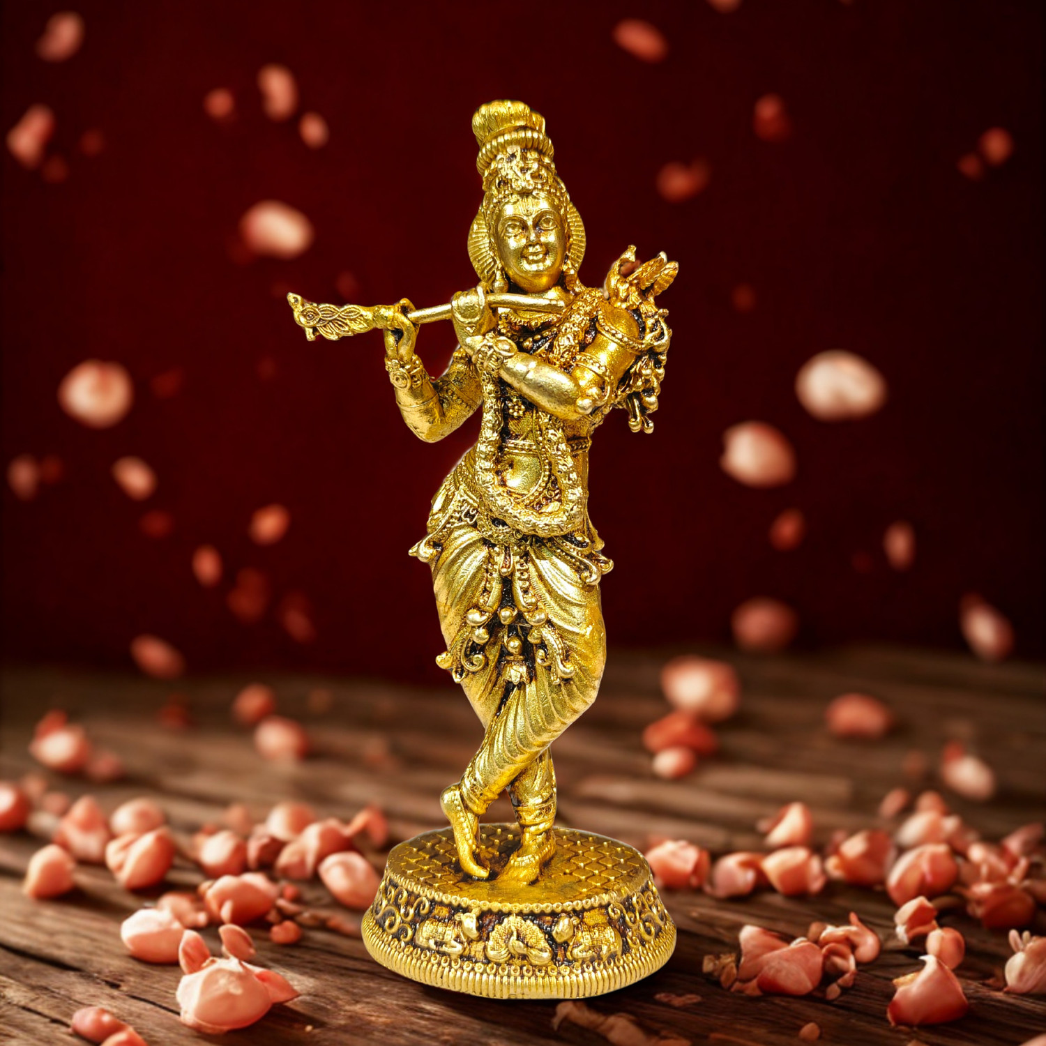 Image of Adhvik Brass Sitting Small Ganesha Idol Decorative Showpiece for Home Decor & Gifting Decorative Showpiece - 4 cm (Brass, Gold)