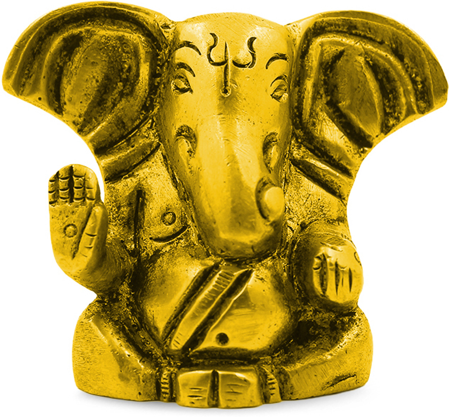 Image of Adhvik Brass Sitting Small Ganesha Idol Decorative Showpiece for Home Decor & Gifting Decorative Showpiece - 4 cm (Brass, Gold)