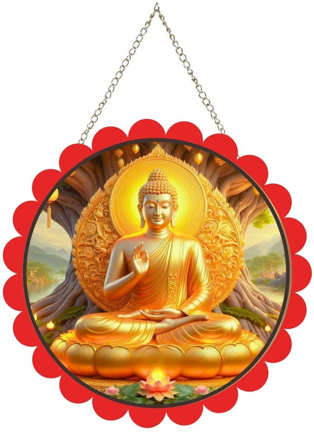 Image of Agromech Metal Hanging wall door Small Pan Leaf Ganesh Decorative Showpiece - 21 cm (Metal, Copper)