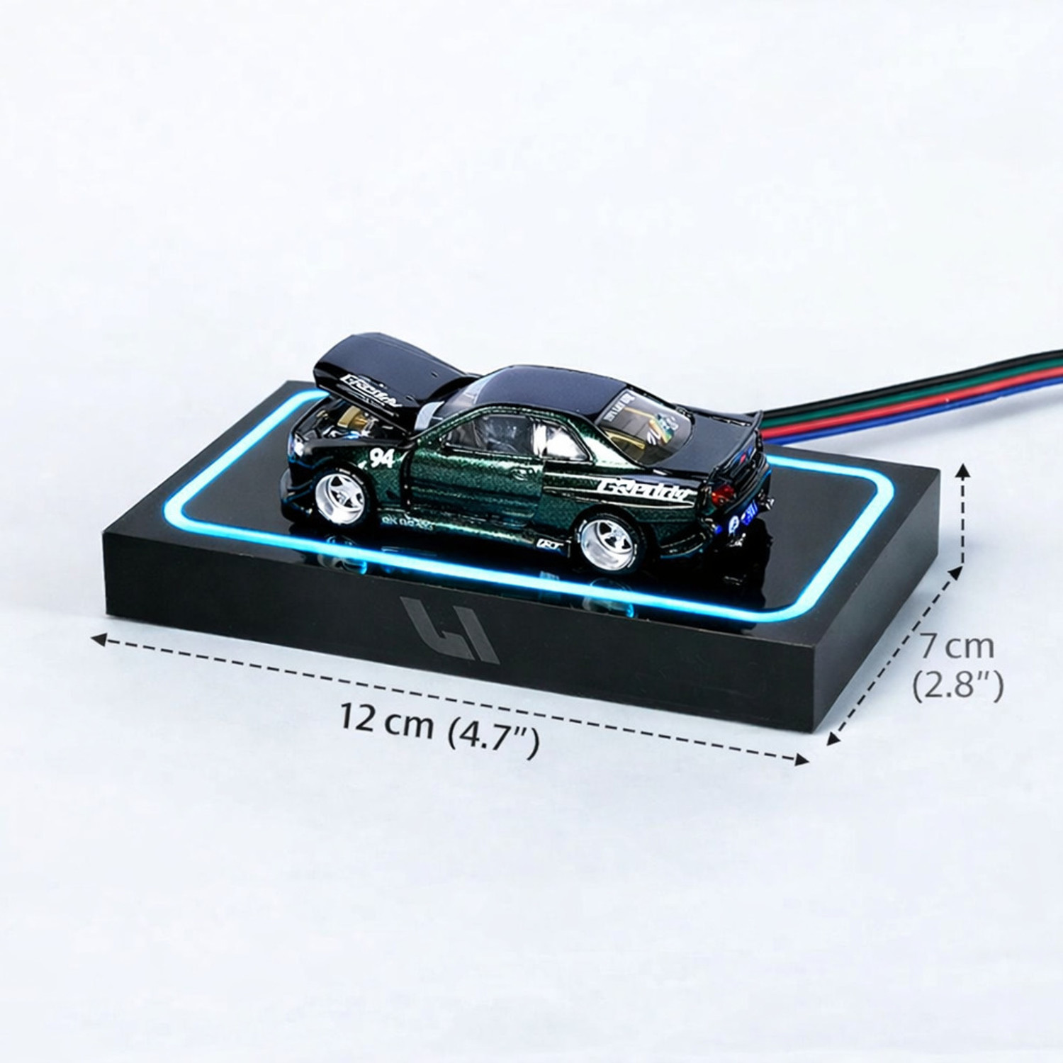Image of Fancy Things Fancythings LED Car Glow Base Display Stand for 1:64 & 1:43 Scale Model Cars Decorative Showpiece - 1.5 cm (Ceramic, Black)