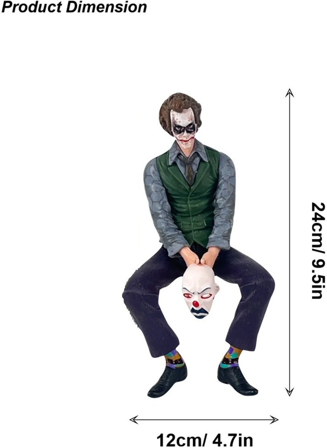 Image of AutoBizarre 24cm Big Joker Action Figure with Mask Sitting Pose for Table, Car Dashboard Decorative Showpiece - 24 cm (Polyresin, Multicolor)