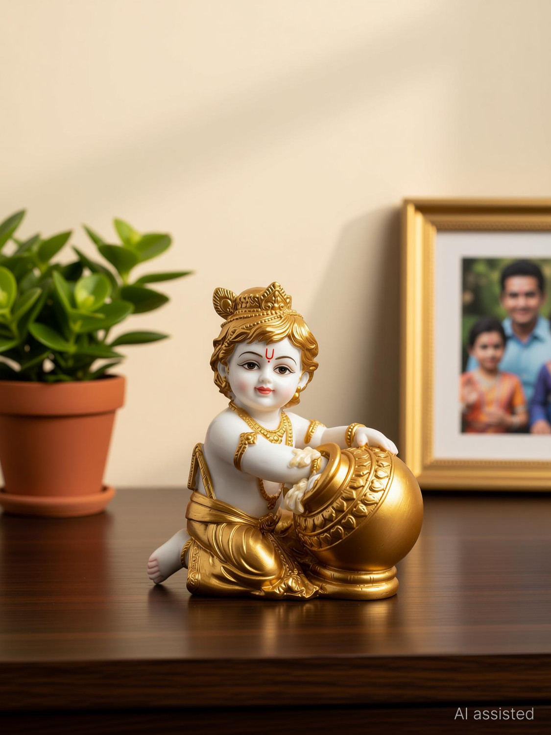 Image of Koolwal craft Laddu Gopal on Jhulla Palana Metal Statue Gold Plated metal Krishna Murti Decorative Showpiece - 18 cm (Metal, Gold)