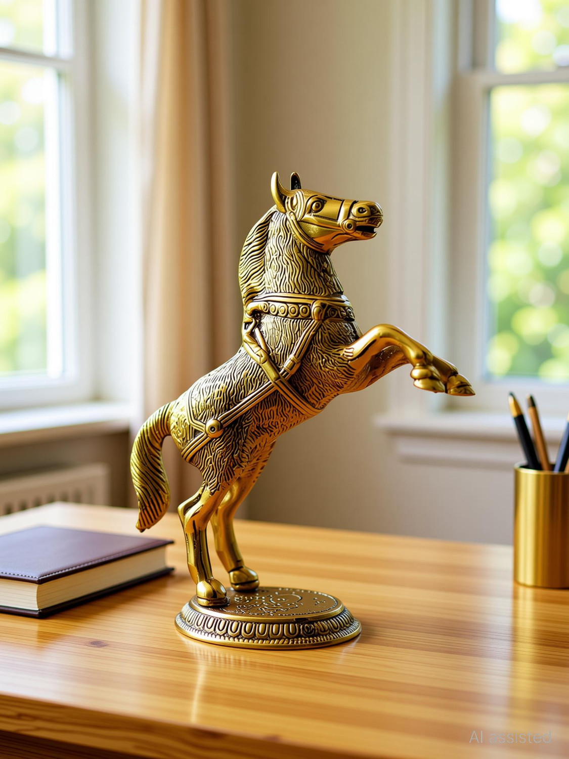 Image of LoveKush LKH-003 Decorative Showpiece - 30 cm (Leather, Wood, Brown)