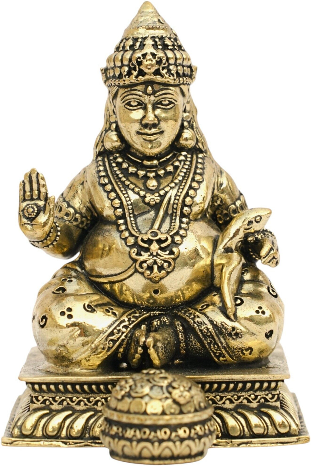 Image of Adhvik Brass Sitting Small Ganesha Idol Decorative Showpiece for Home Decor & Gifting Decorative Showpiece - 4 cm (Brass, Gold)