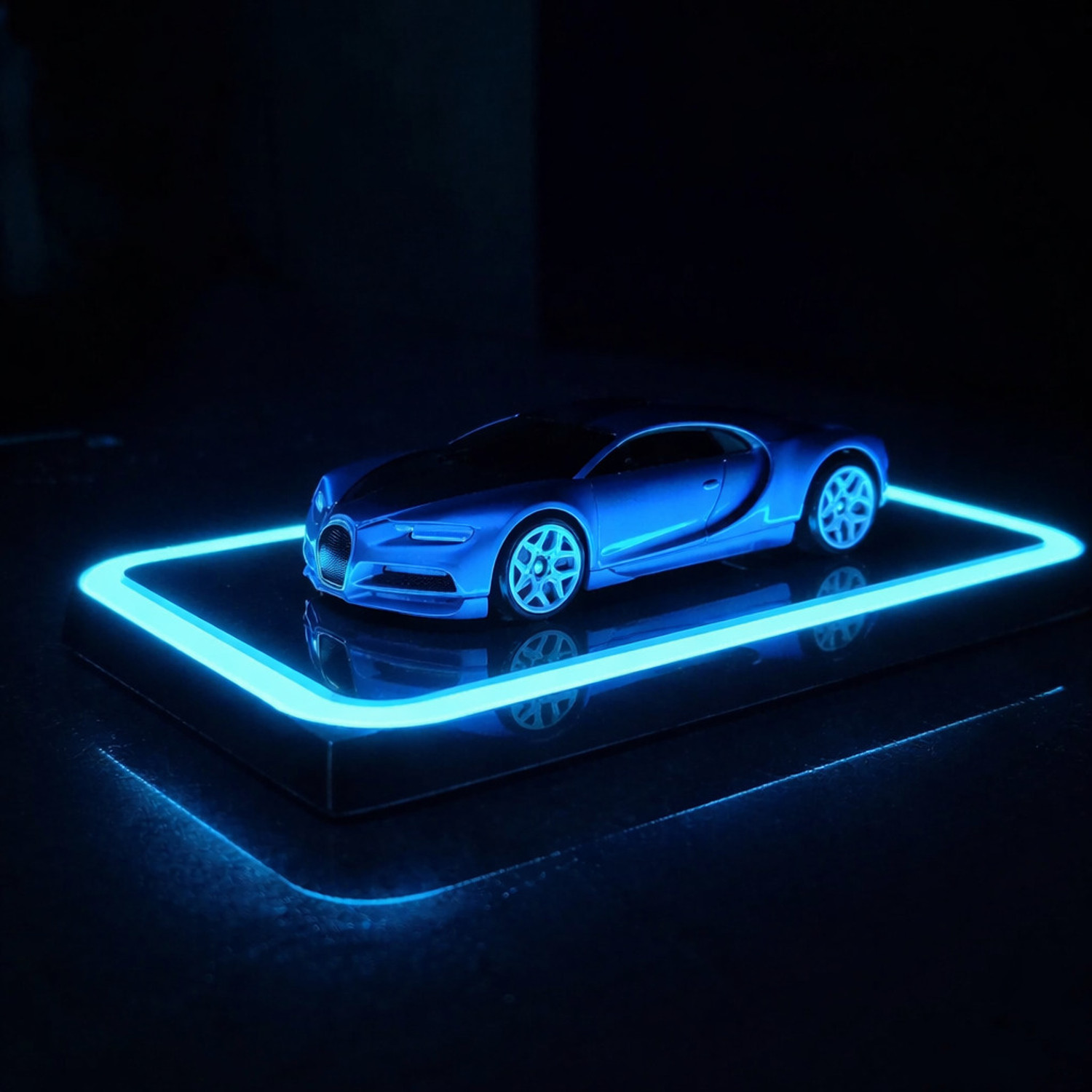 Image of Fancy Things Fancythings LED Car Glow Base Display Stand for 1:64 & 1:43 Scale Model Cars Decorative Showpiece - 1.5 cm (Ceramic, Black)