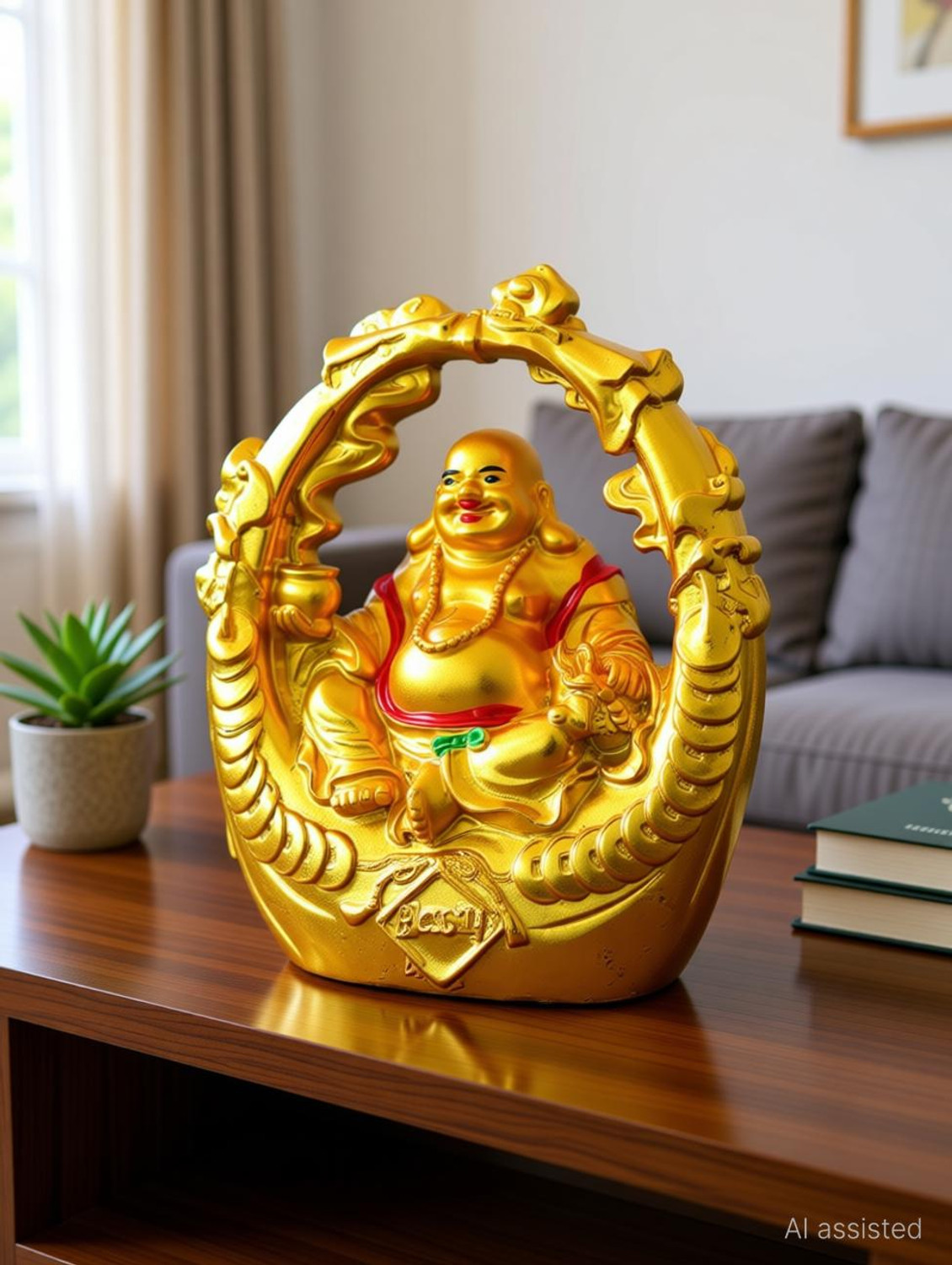 Image of Manthan Decorative Showpiece - 5 cm (Polyresin, Gold)