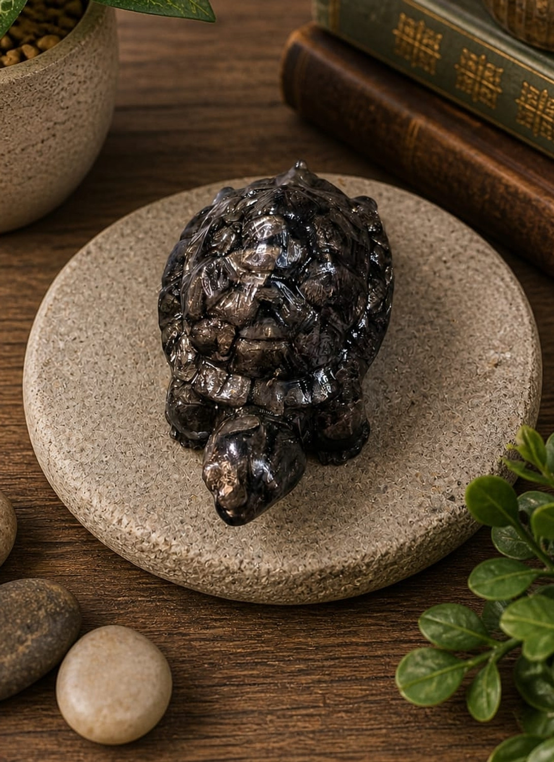nuira Pyrite Crystal Turtle Showpiece 2.5 cm Black - Image 1