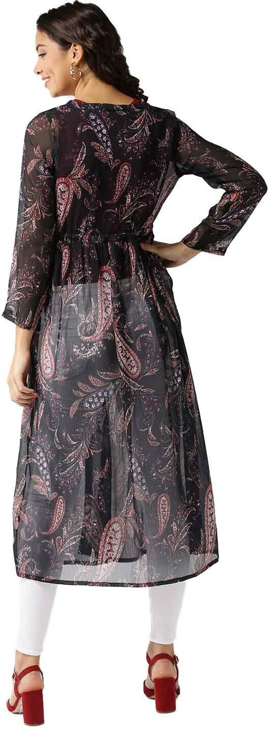 Image of Sera Women Longline Full Sleeve Black Shrug
