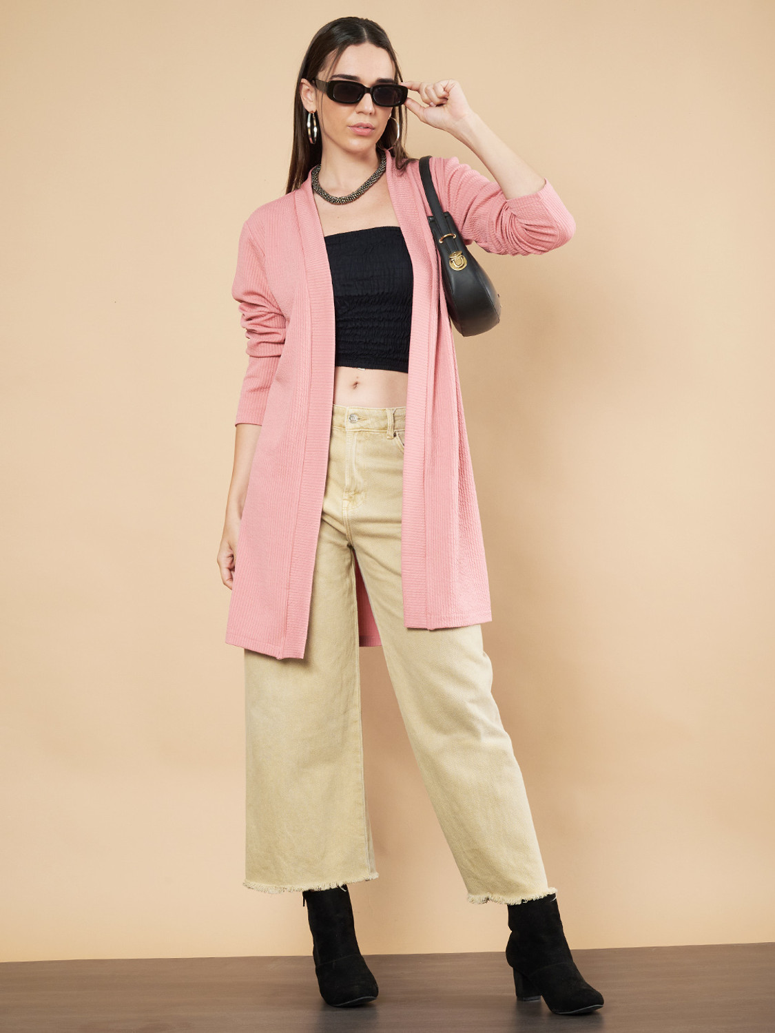 Image of Sera Women Longline Full Sleeve Blue Shrug