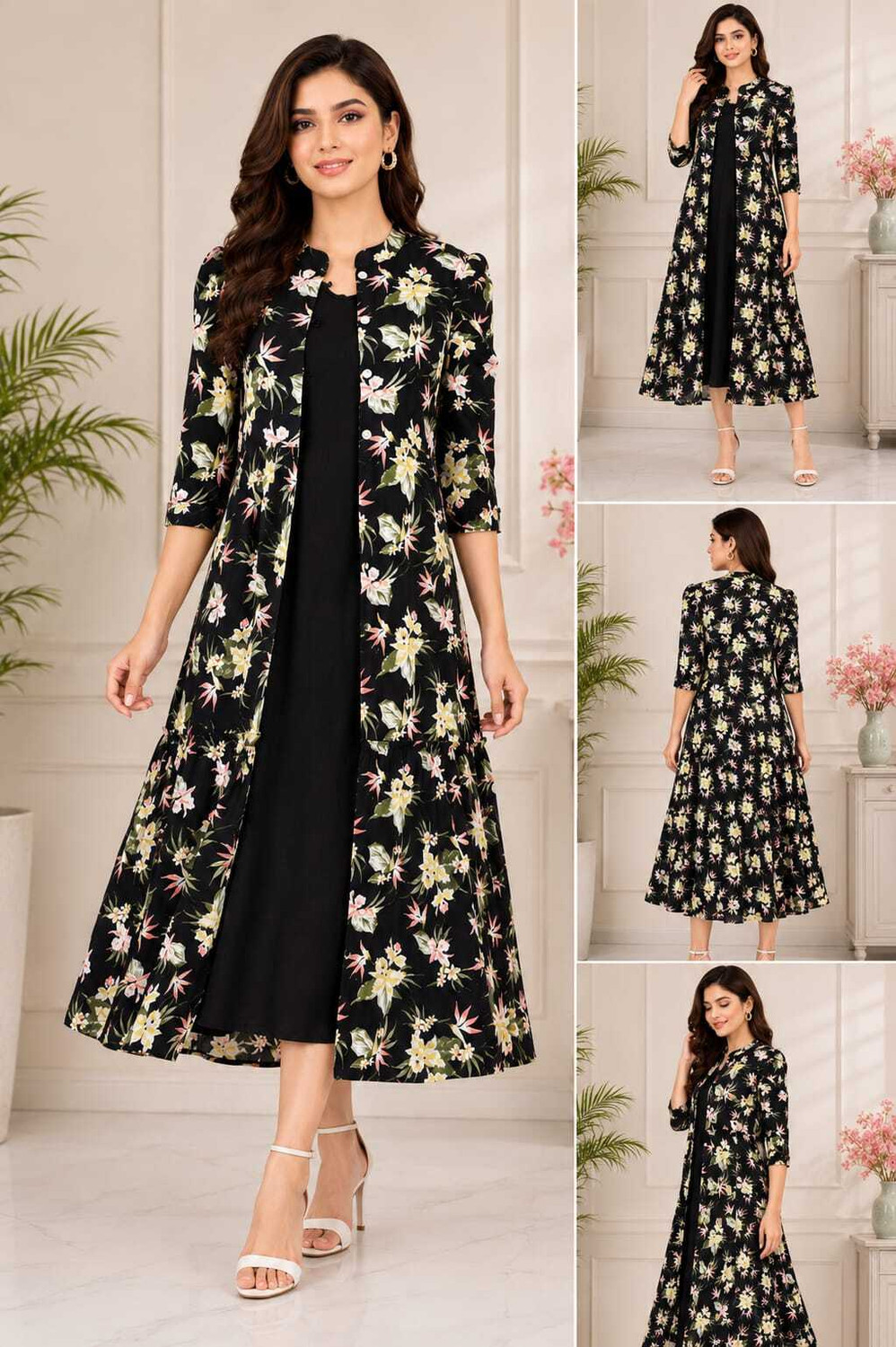 Image of Sera Women Longline Full Sleeve Black Shrug