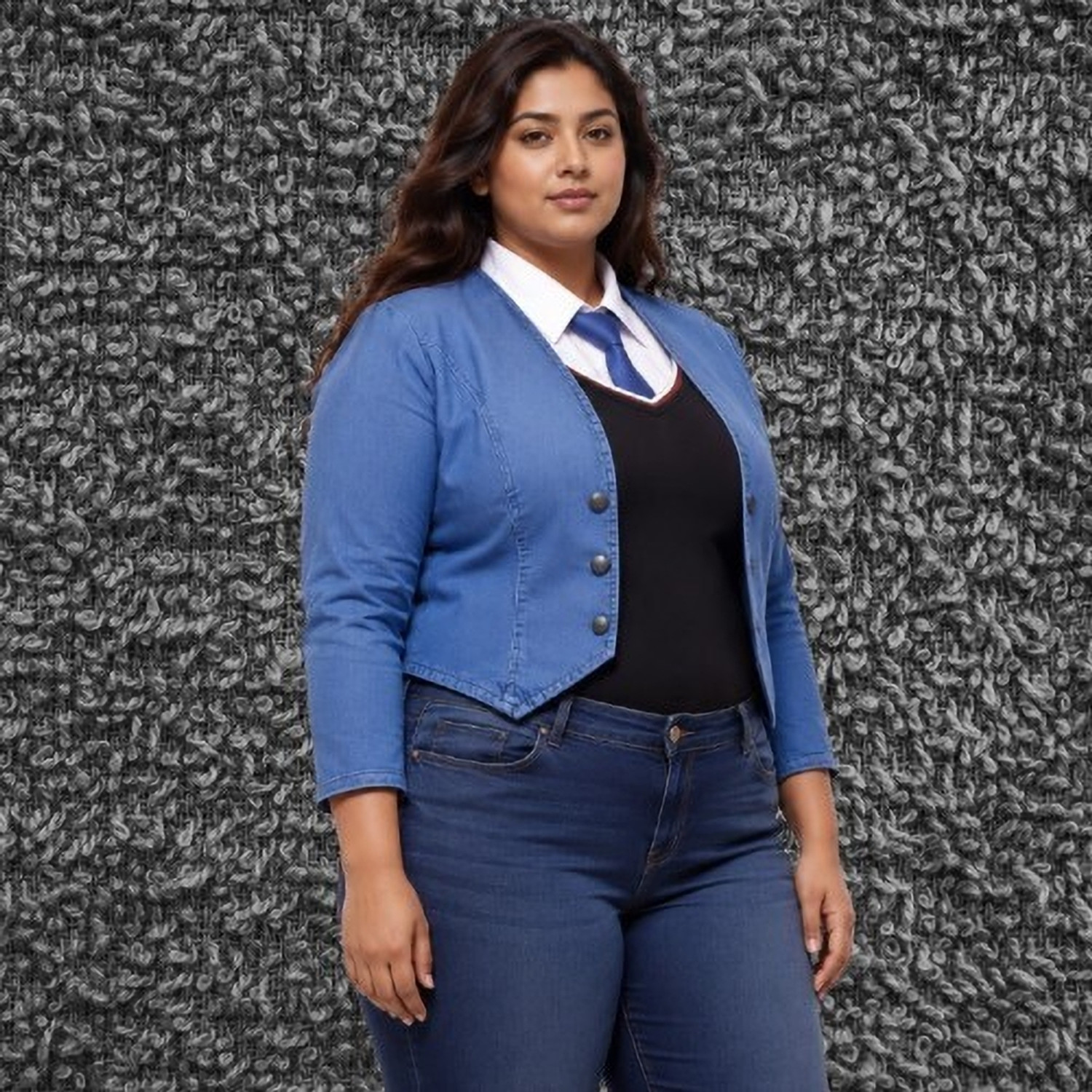 Image of Sera Women Longline Full Sleeve Blue Shrug