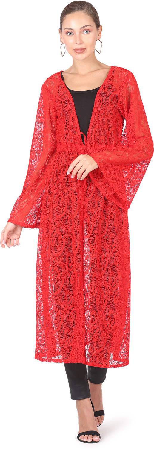 Image of SHIRAK Women Full Sleeve Red Shrug