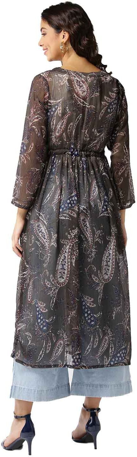 Image of Sera Women Longline Full Sleeve Green Shrug