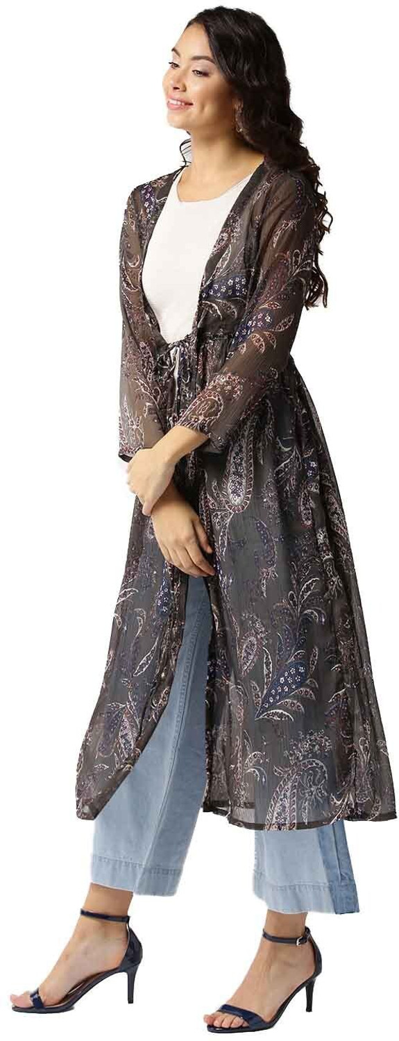 Image of Sera Women Longline Full Sleeve Green Shrug