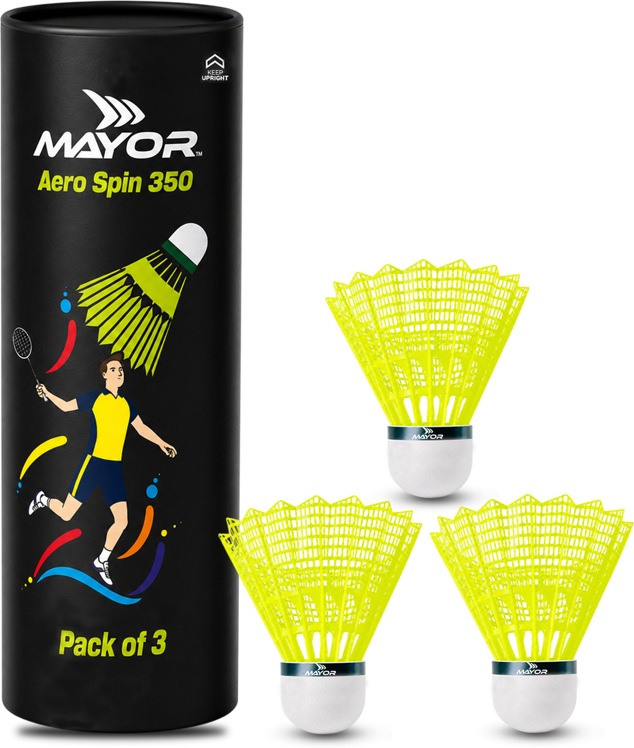 Image of Morex M-3STAR Nylon Shuttle - Yellow (Medium Slow, 76, Pack of 12)