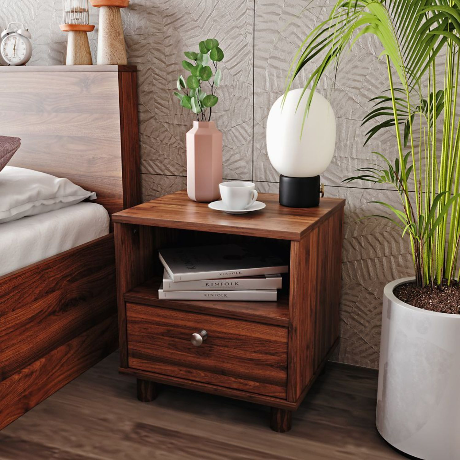 Image of Studio Kook Sez Sofamate Left Engineered Wood Side Table (Finish Color - Sleeperwood, Pre-assembled)