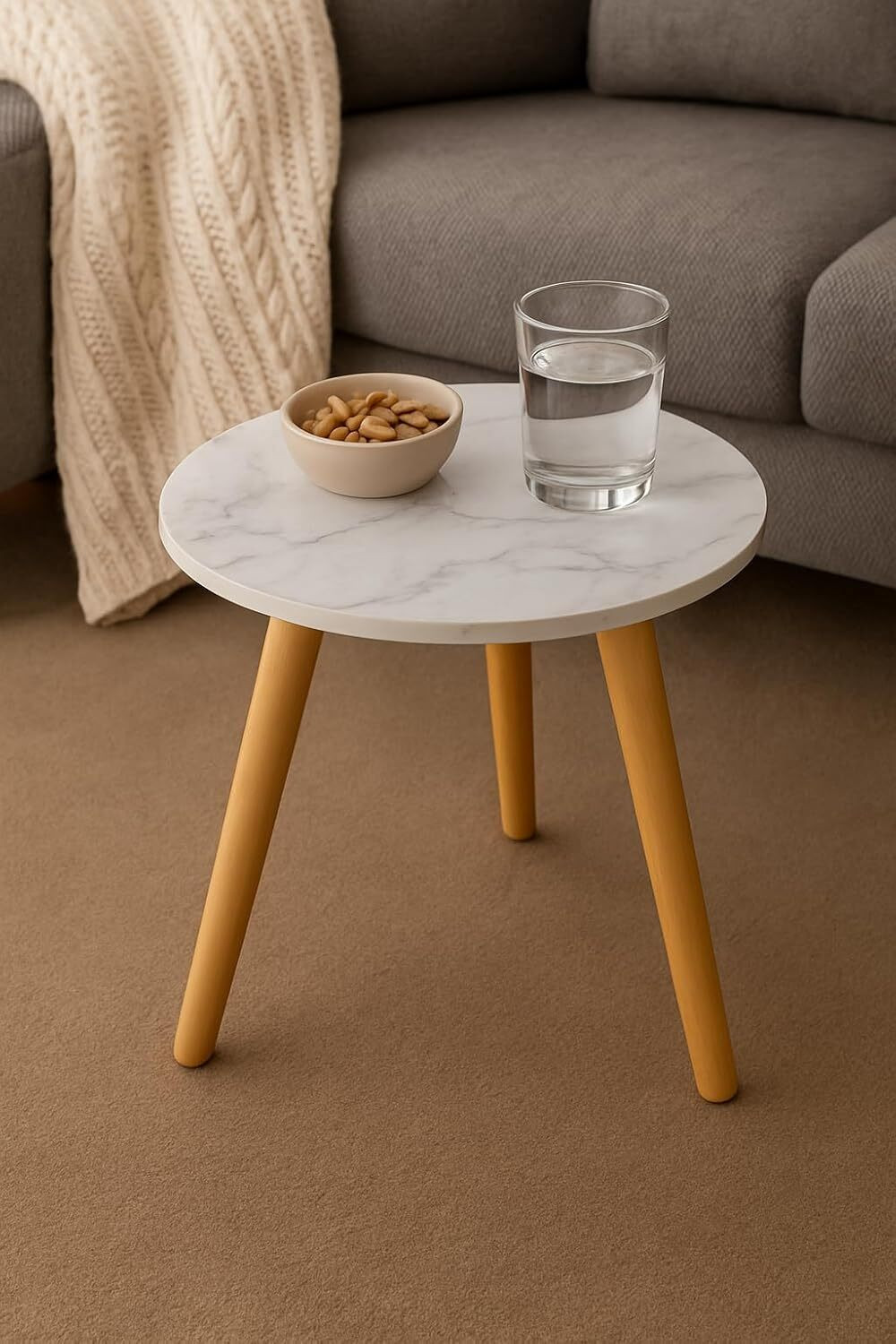 Image of imm crafts Solid Wood Side Table (Finish Color - white, Pre-assembled)