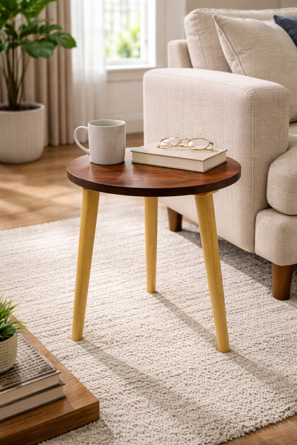 Image of imm crafts Solid Wood Side Table (Finish Color - white, Pre-assembled)
