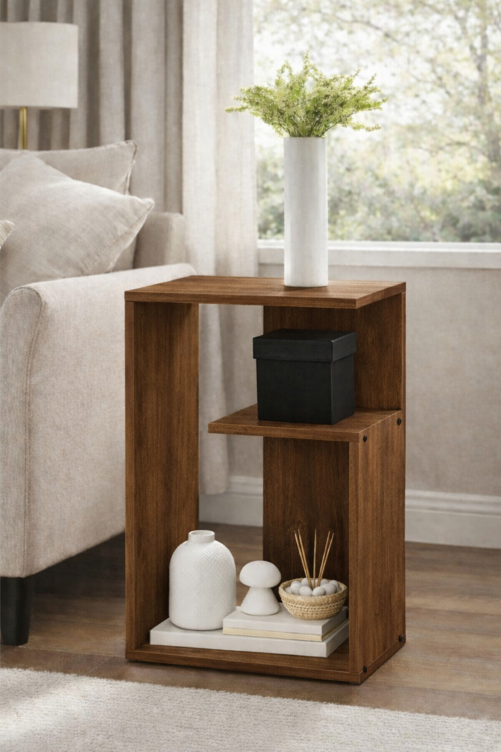 Image of imm crafts Solid Wood Side Table (Finish Color - white, Pre-assembled)