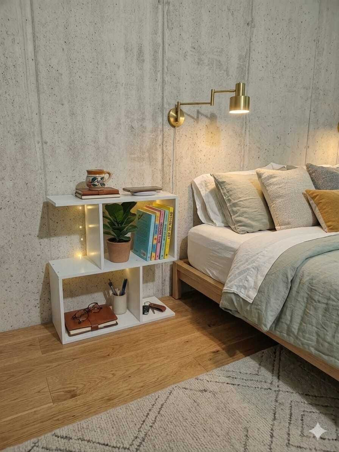 Image of SerchforMerch Engineered Wood Bedside Table (Finish Color - Black & Yellow Deco Paint Finishing, DIY(Do-It-Yourself))
