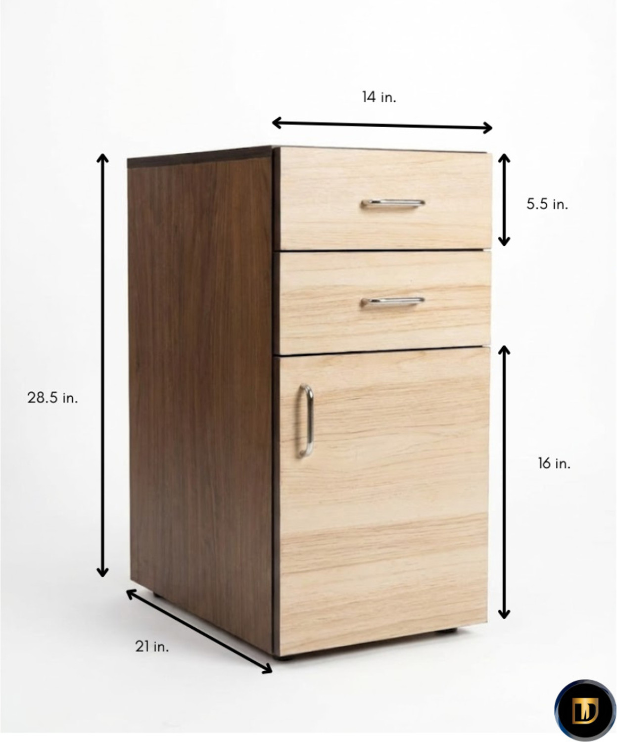 Image of The Divine Workshop TDW Wooden Multipurpose Storage Cabinet side table with Walnut & Oak Finish. Engineered Wood End Table (Finish Color - walnut, Pre-assembled)