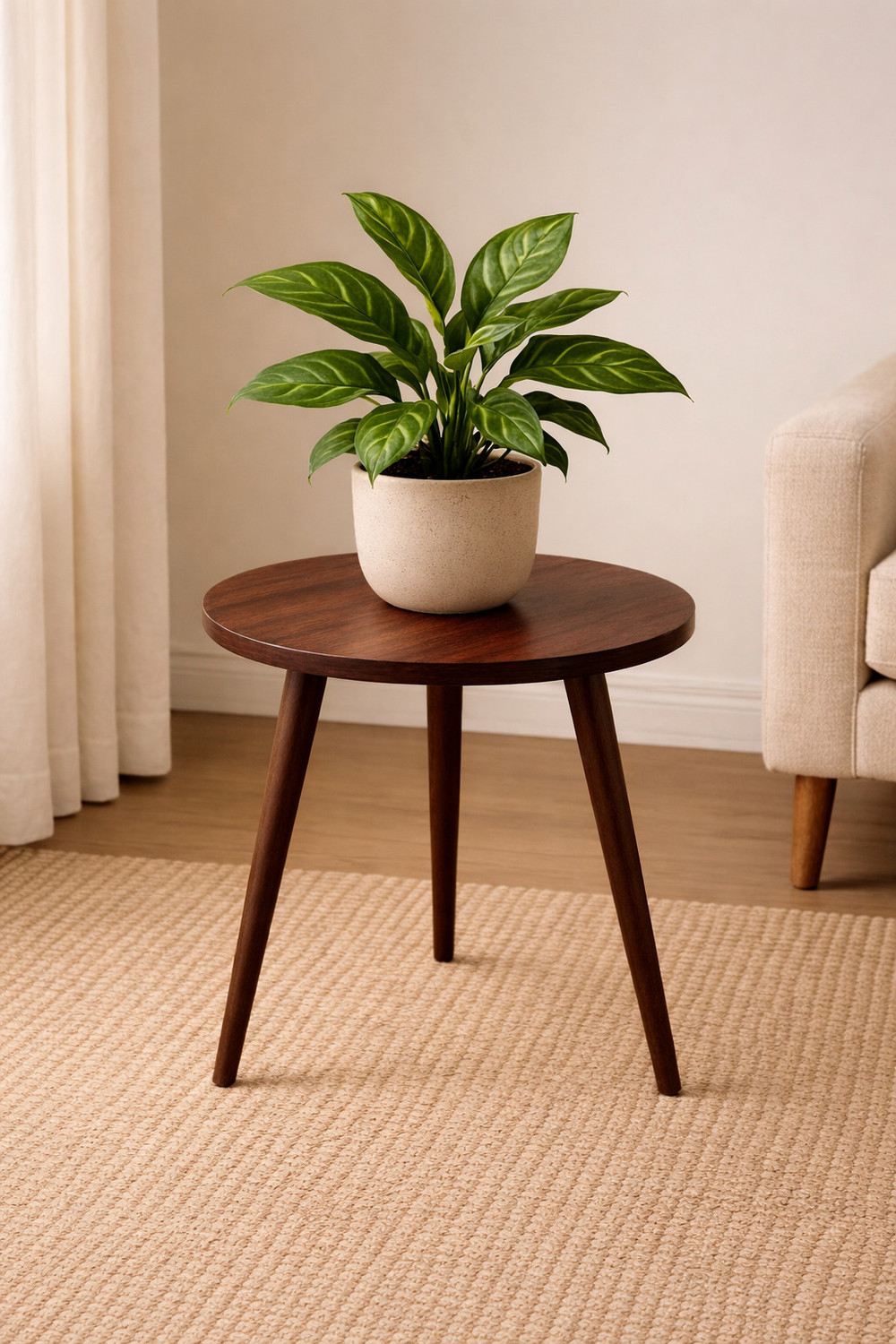 Image of imm crafts Solid Wood Side Table (Finish Color - white, Pre-assembled)
