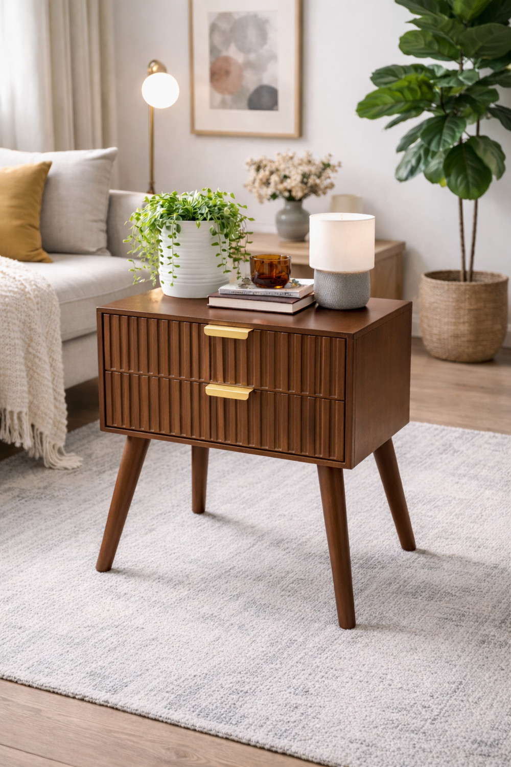 Image of imm crafts Solid Wood Side Table (Finish Color - white, Pre-assembled)