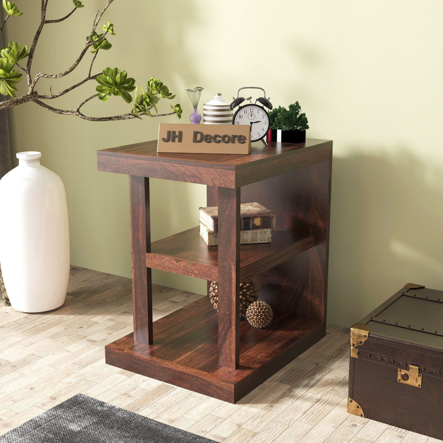Image of Wakefit Solid Wood Bedside Table (Finish Color - Irish Walnut, Pre-assembled)