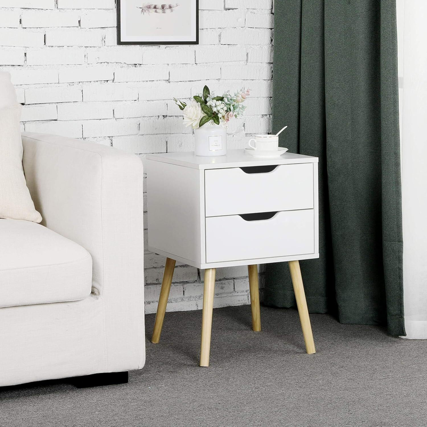 Image of imm crafts Solid Wood Side Table (Finish Color - white, Pre-assembled)