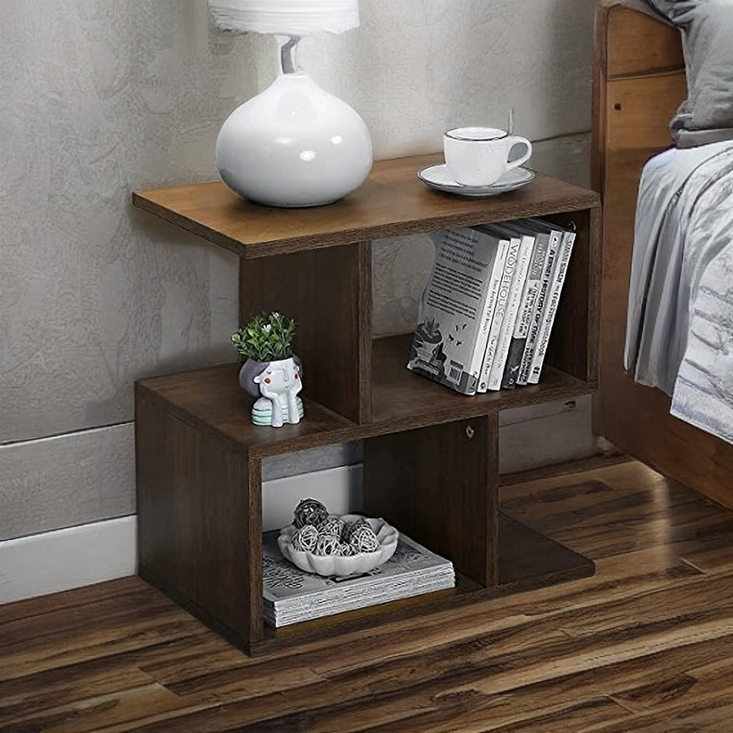 Image of SerchforMerch Engineered Wood Bedside Table (Finish Color - Black & Yellow Deco Paint Finishing, DIY(Do-It-Yourself))