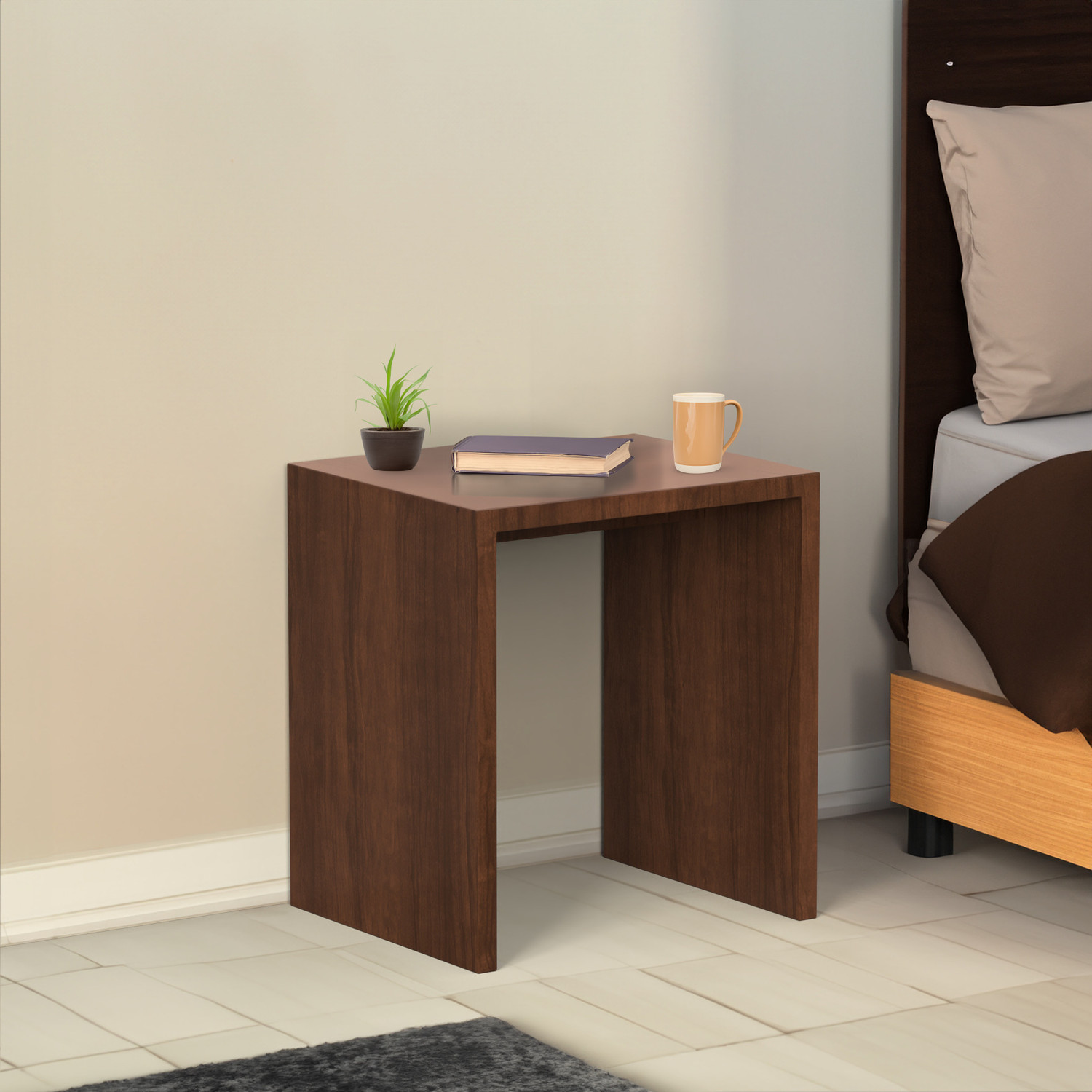 Image of Studio Kook Sez Sofamate Left Engineered Wood Side Table (Finish Color - Sleeperwood, Pre-assembled)