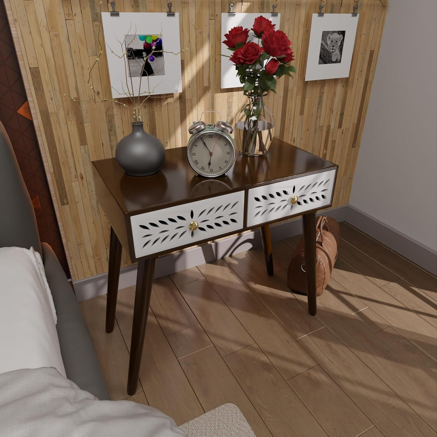 Image of imm crafts Solid Wood Side Table (Finish Color - white, Pre-assembled)