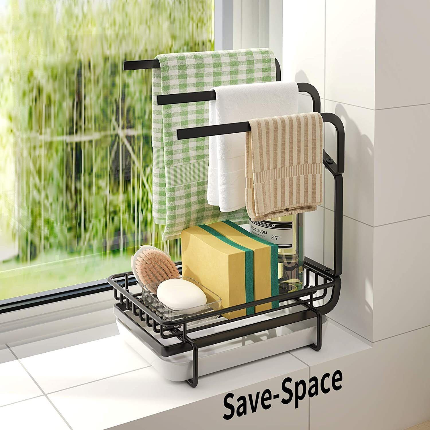 Home Elem Sink Organizer Rack with Hooks - Image 6