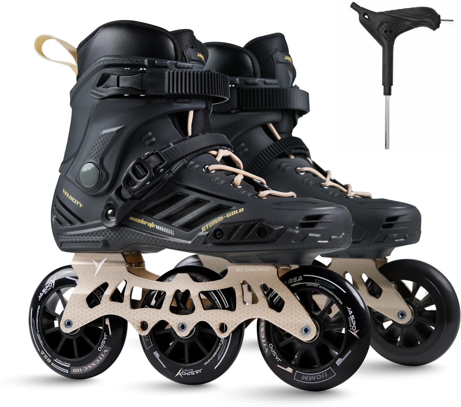 Image of EDENGLOW 3 Wheel Adjustable Inline Skates with 100 MM PU Wheel In-line Adults Size 6 UK - 9 UK (Adjustable, Beginner, Training, Advanced, Black)