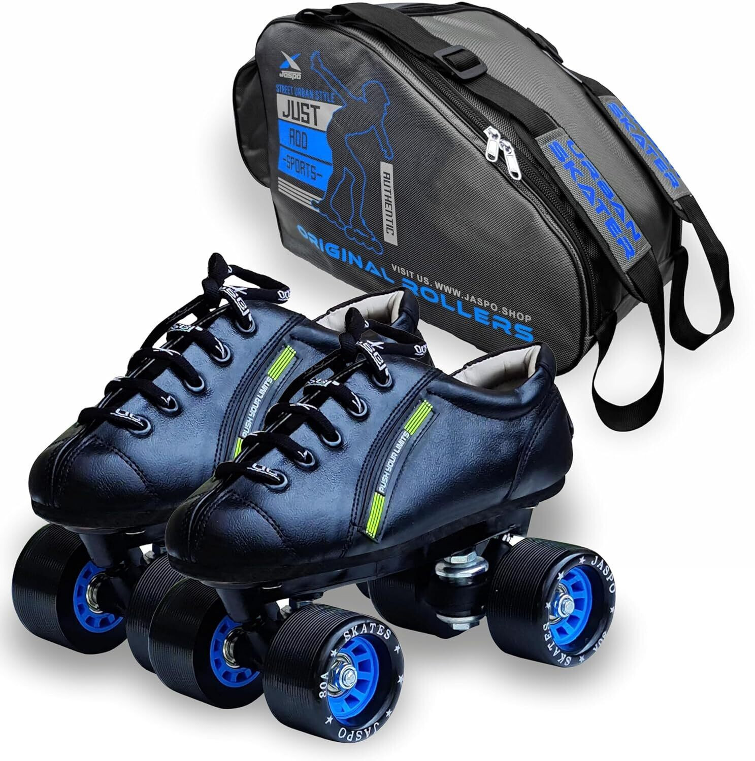 Image of Konex 4 Wheel Inline Skates | Adjustable PU Wheel Roller Skating Shoes (Large: 35-38) In-line Kids (Adjustable, Intermediate, Blue)