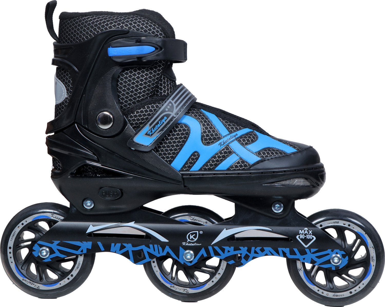 Image of EDENGLOW 3 Wheel Adjustable Inline Skates with 100 MM PU Wheel In-line Adults Size 6 UK - 9 UK (Adjustable, Beginner, Training, Advanced, Black)