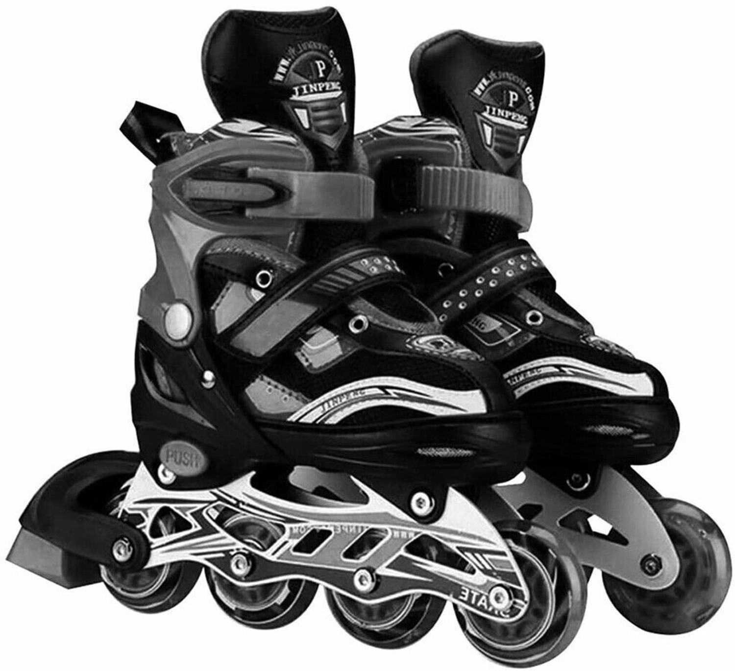 Image of EDENGLOW 3 Wheel Adjustable Inline Skates with 100 MM PU Wheel In-line Adults Size 6 UK - 9 UK (Adjustable, Beginner, Training, Advanced, Black)