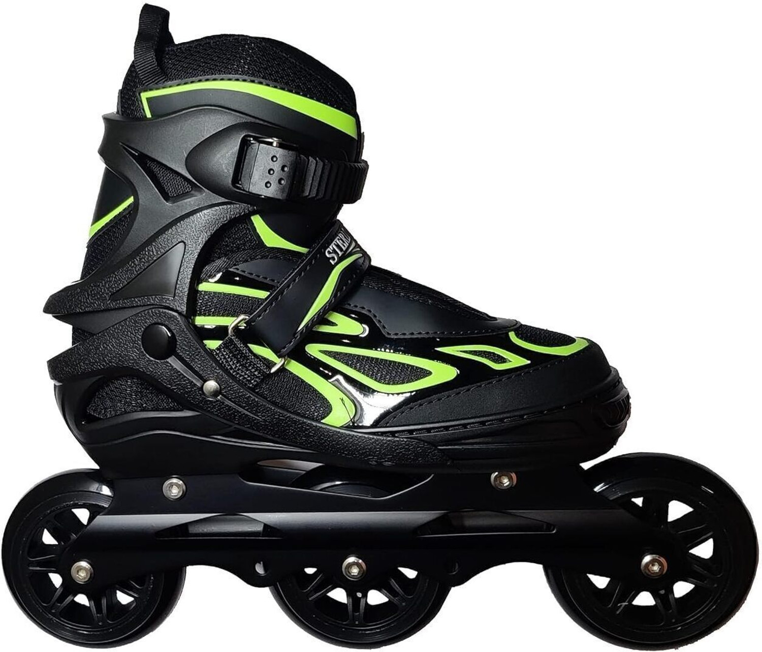 Image of EDENGLOW 3 Wheel Adjustable with 100 MM PU Wheel In-line Adults Size 6 UK - 9 UK (Adjustable, Beginner, Training, Advanced, Blue, Black)