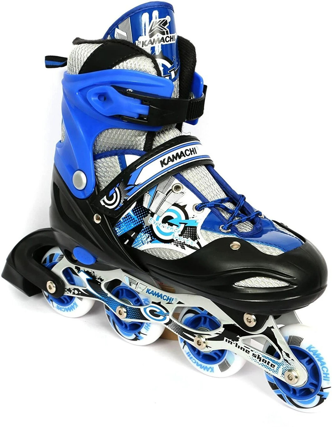 Image of EDENGLOW 3 Wheel Adjustable Inline Skates with 100 MM PU Wheel In-line Adults Size 6 UK - 9 UK (Adjustable, Beginner, Training, Advanced, Black)