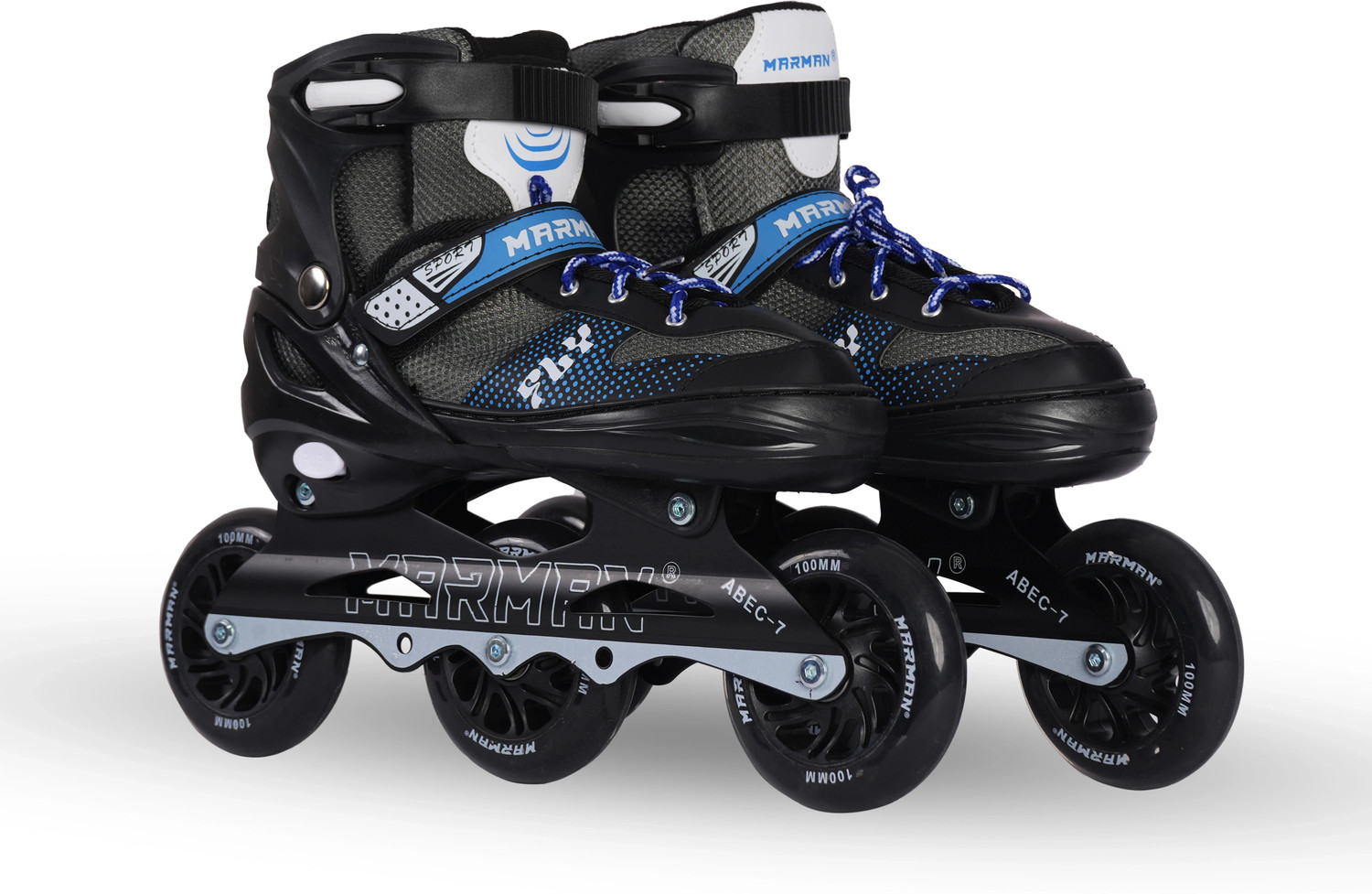 Image of EDENGLOW 3 Wheel Adjustable Inline Skates with 100 MM PU Wheel In-line Adults Size 6 UK - 9 UK (Adjustable, Beginner, Training, Advanced, Black)
