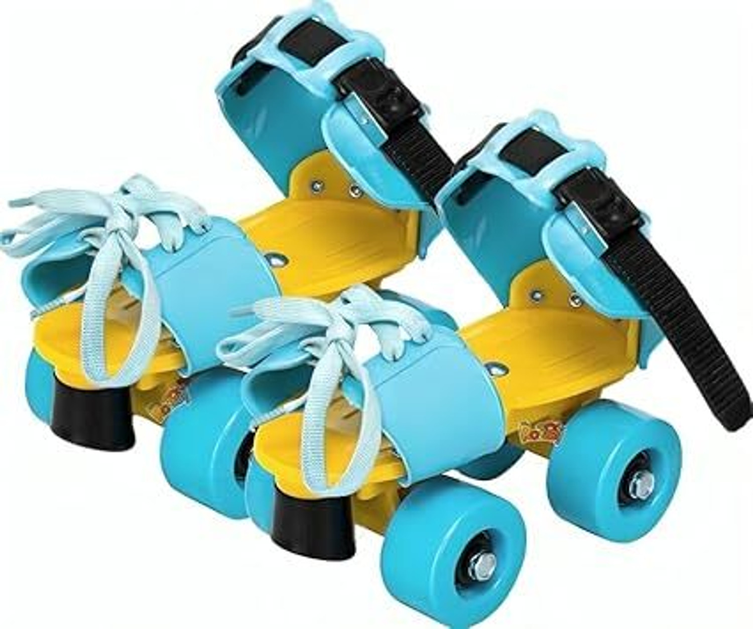 Image of Konex 4 Wheel Inline Skates | Adjustable PU Wheel Roller Skating Shoes (Large: 35-38) In-line Kids (Adjustable, Intermediate, Blue)
