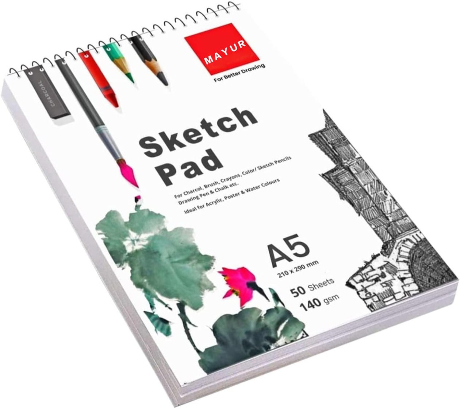Image of DEALZY A5 Sketch Book 1 pc Sketch Pad (50 Sheets)