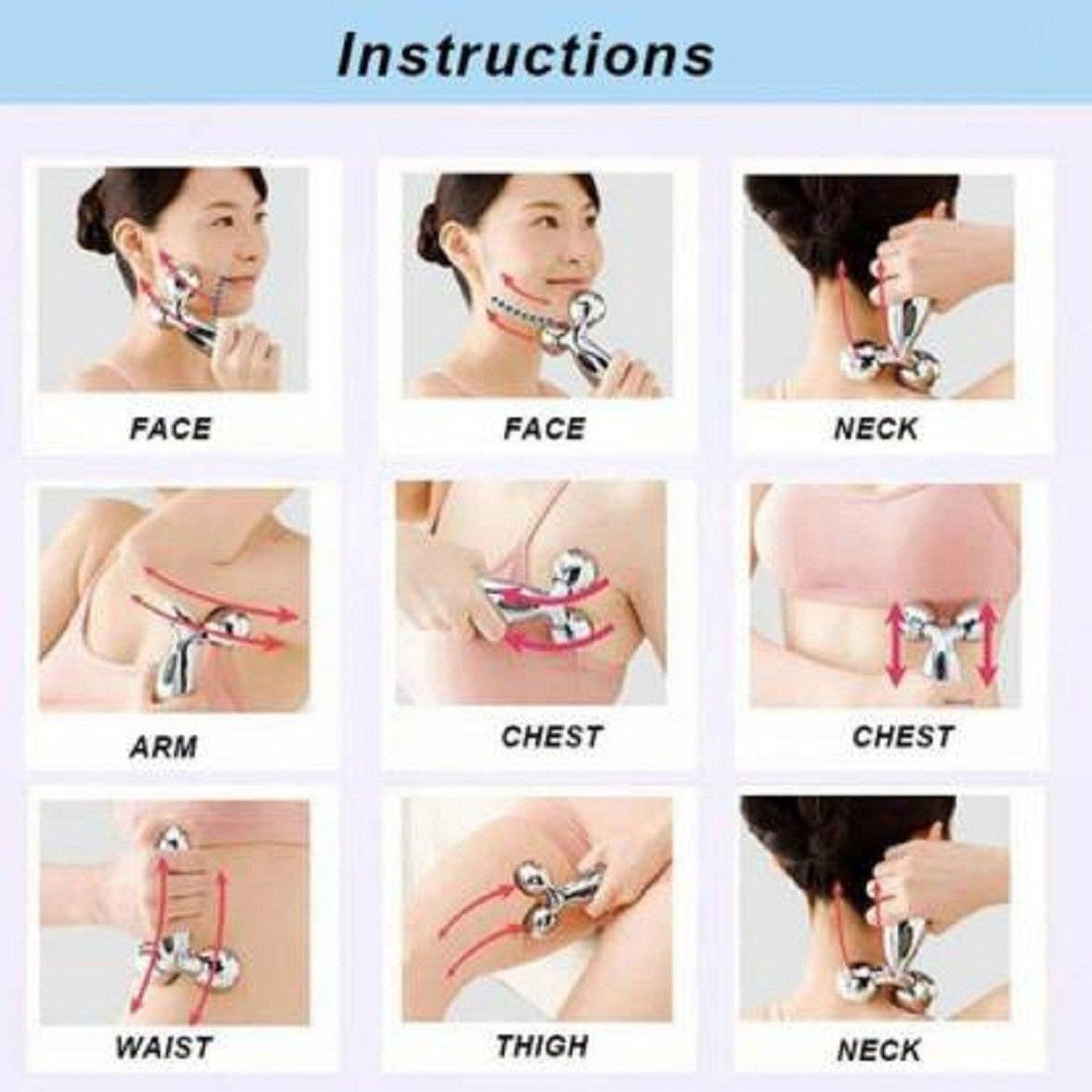 Image of GAURINANDAN 3D Face Body Massager With Ice Roller And Jade Stone Roller With Gua Sha Tools. (100 g)