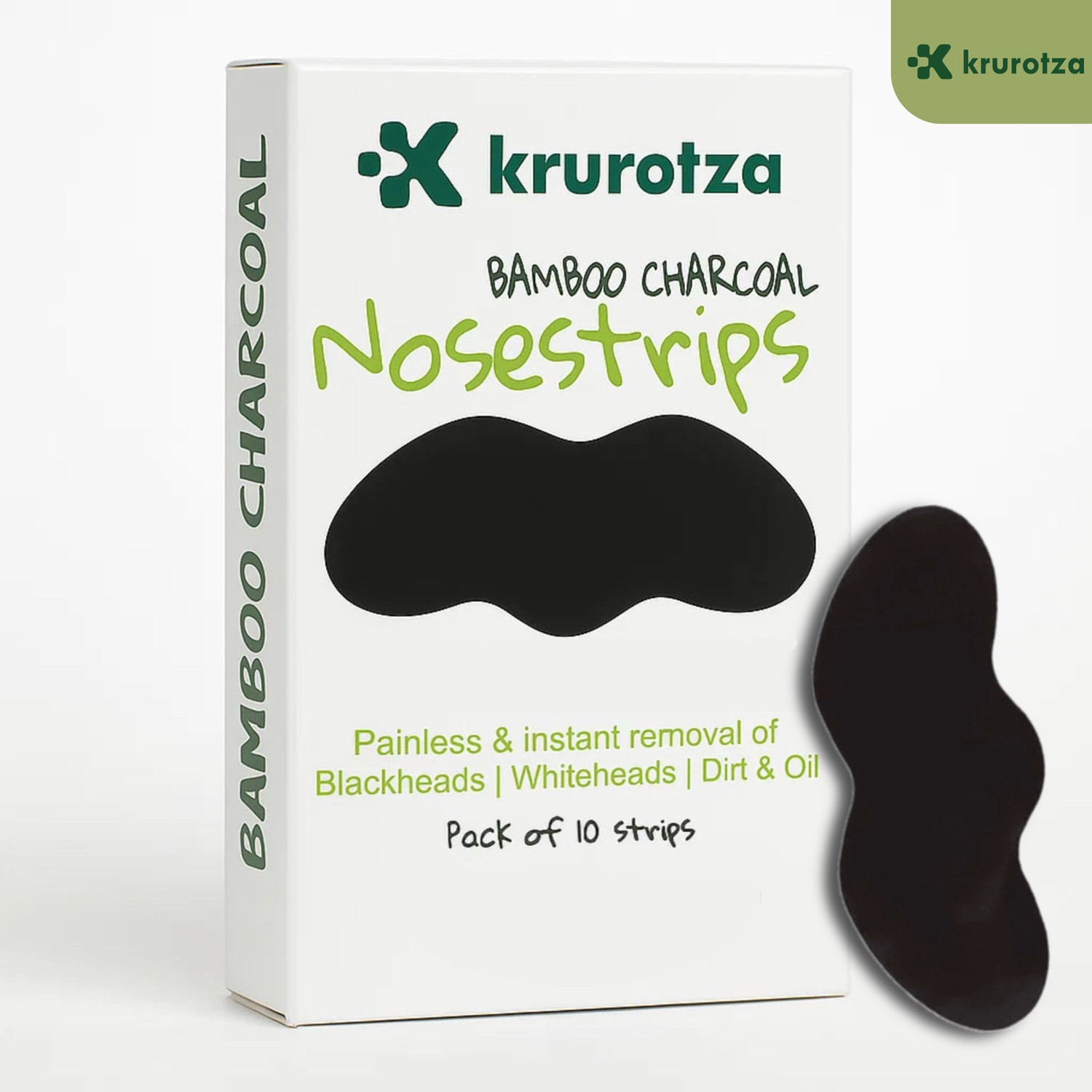krurotza Charcoal Blackhead Remover Nose Strips (10g) - Image 1