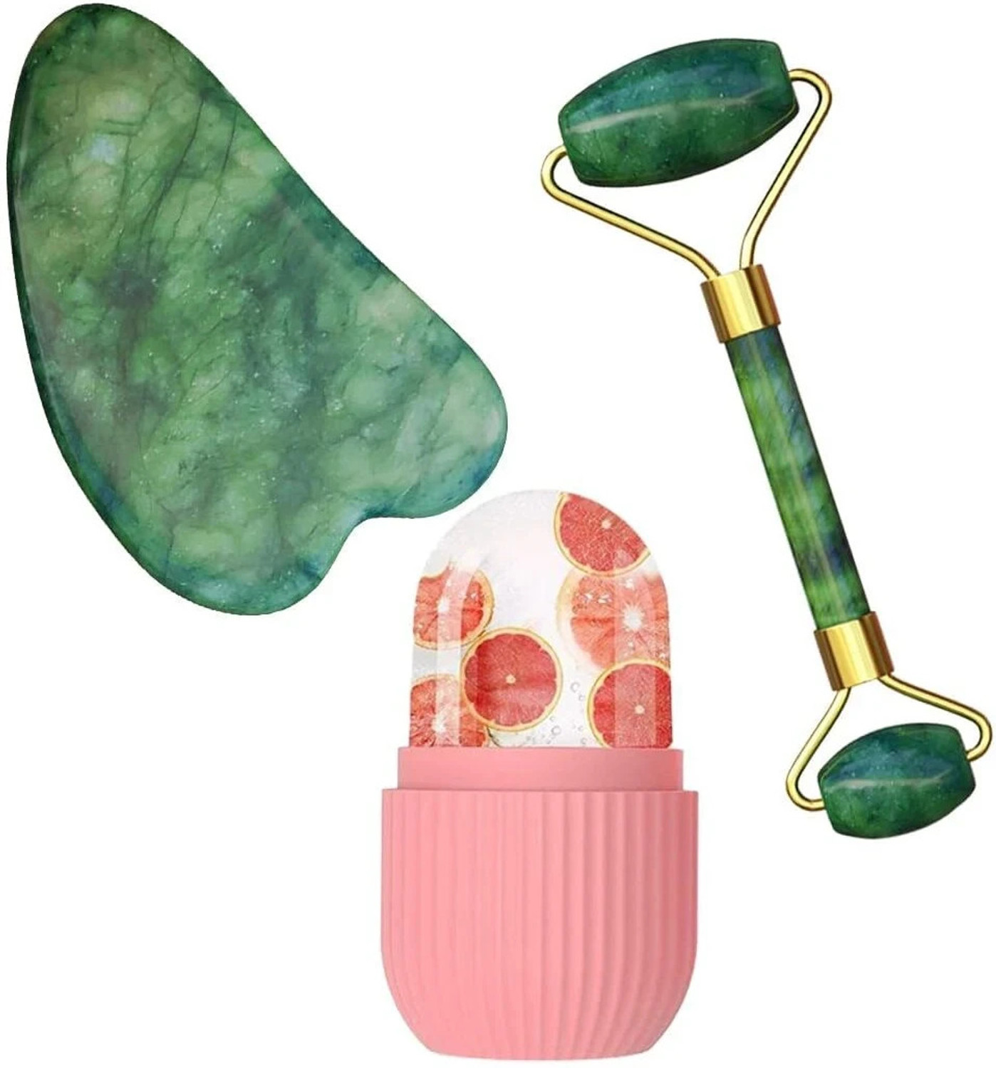 Image of GAURINANDAN 3D Face Body Massager With Ice Roller And Jade Stone Roller With Gua Sha Tools. (100 g)
