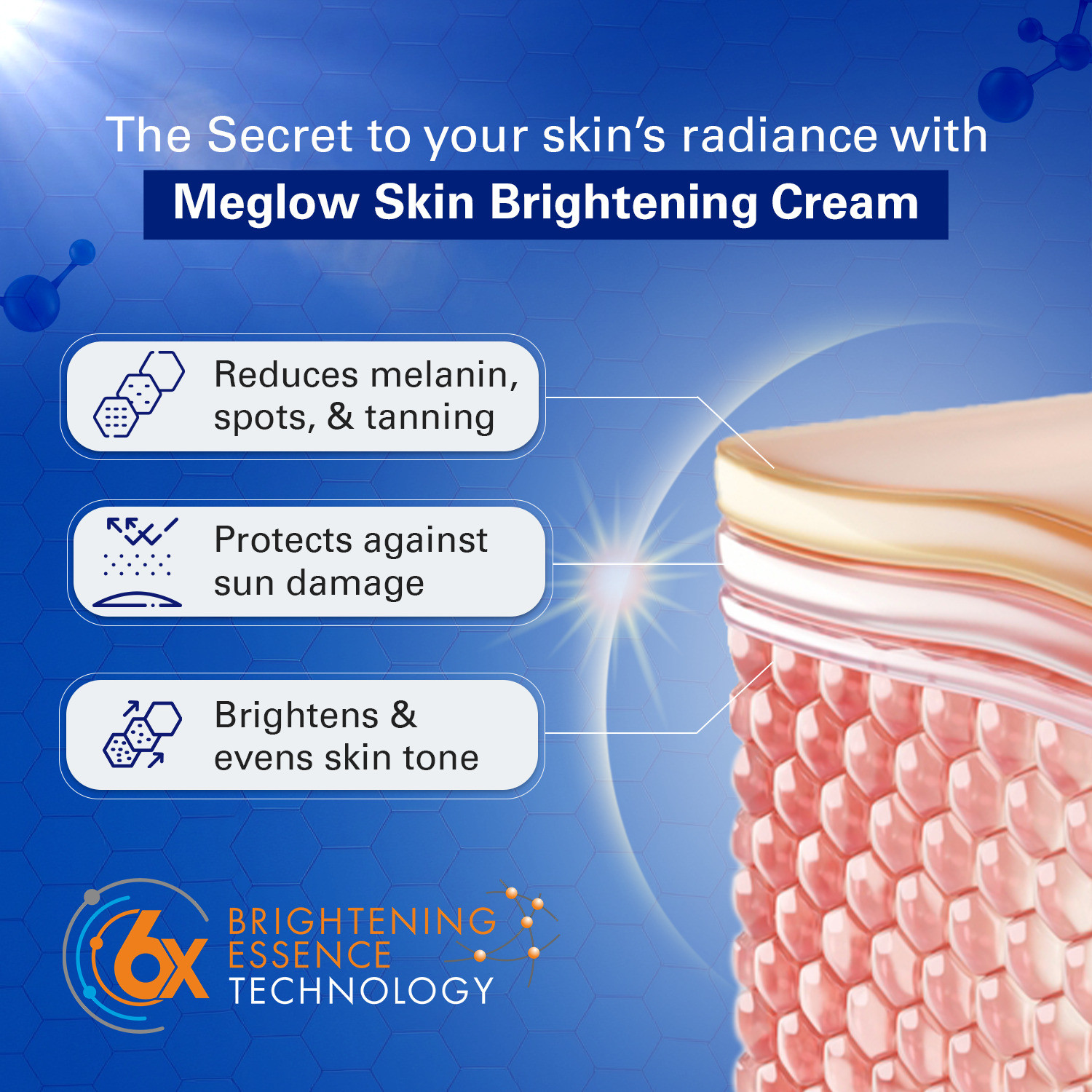 Image of meglow Skin Brightening Cream, Glycolic & Kojic Acid, Dark Spot Removal Pack of 10 (150 g)